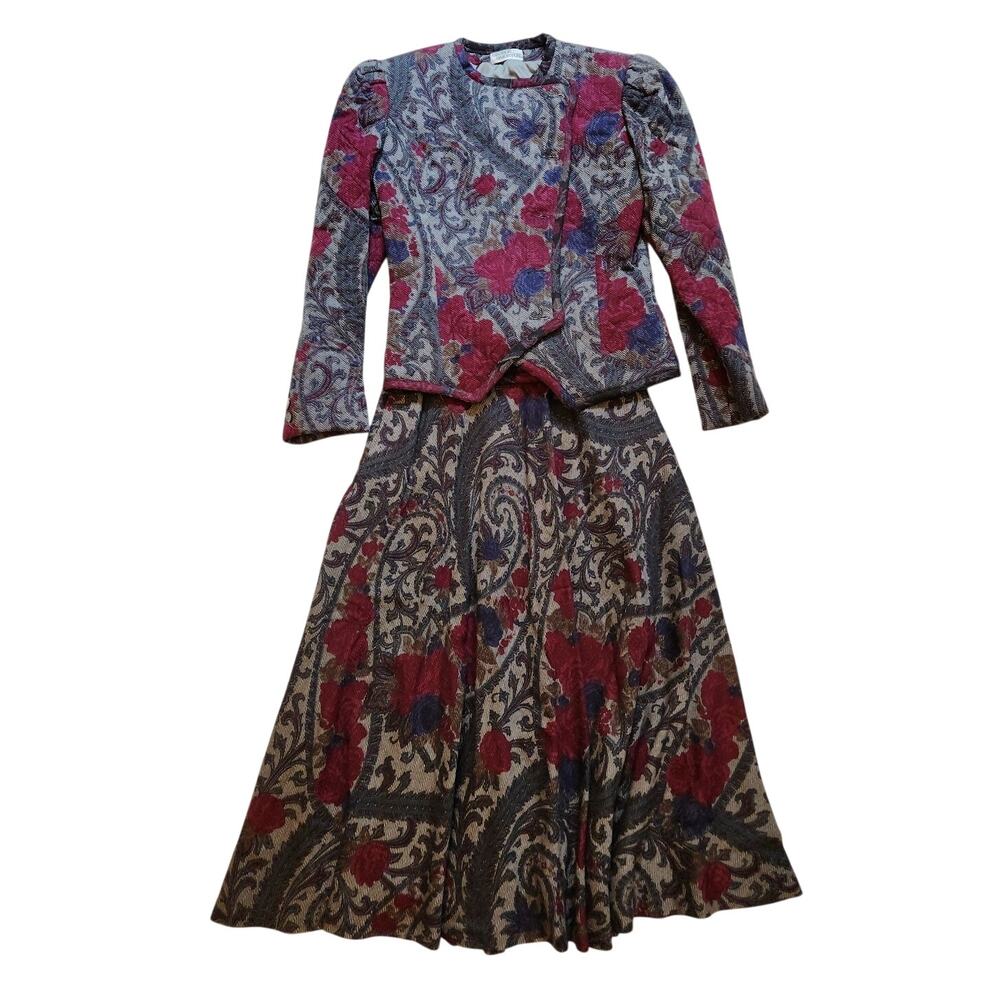 Vintage 90's Floral Business George Simonton Skirt Suit Size 4 Cottage Core